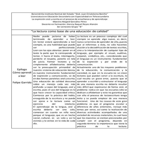Epilogo como aprendi a leer cuadro