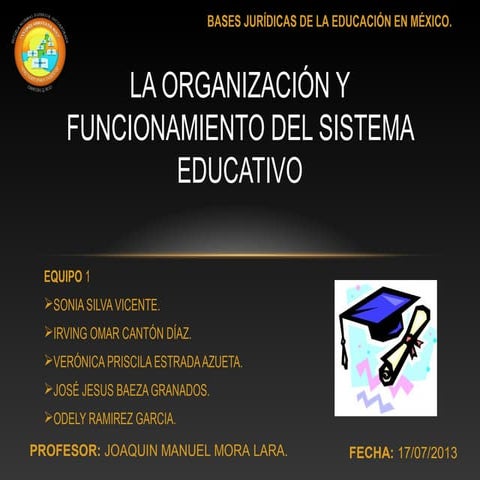 Equipo 1.  la organización y funcionamiento del sistema educativo