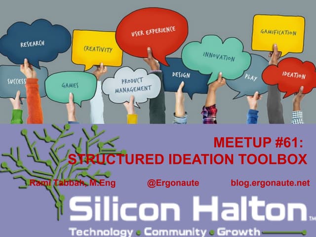 Ergonaute presentation on Structured Ideation Toolbox at Silicon Halton