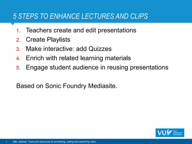 M&L webinar: Tools and resources for annotating, cutting and searching video.