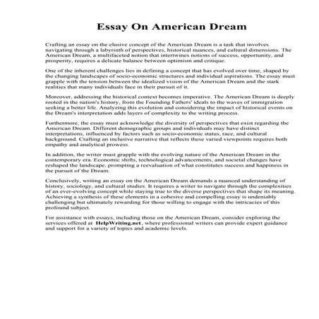 Essay On American Dream. Austin Peay State University