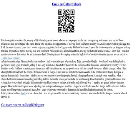 Essay On Culture Shock