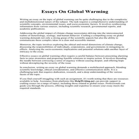 Essays On Global Warming. Anna Maria College