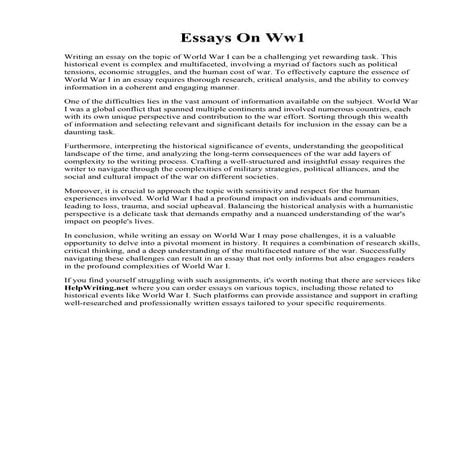 Essays On Ww1