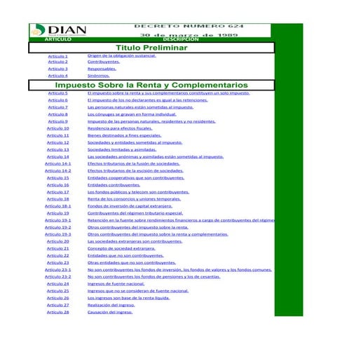 ESTATUTO TRIBUTARIO COLOMBIANO ON LINE