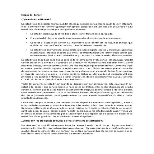 Etapas del cáncer