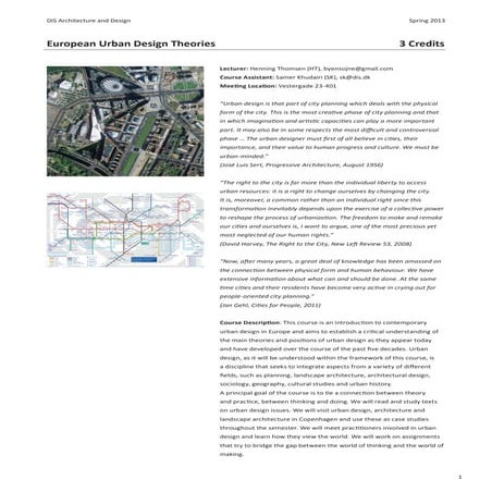 EUDT - European urban design theory - spring 2013