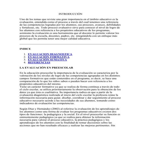 Evaluacion formativa en preescolar