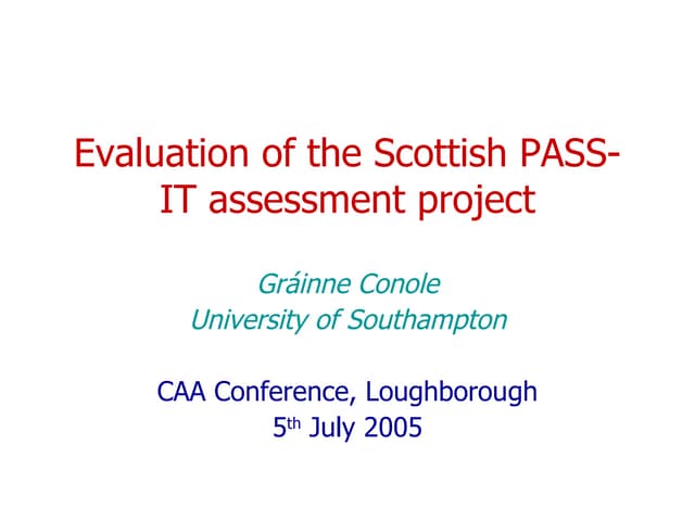 Evaluation of the Passit project