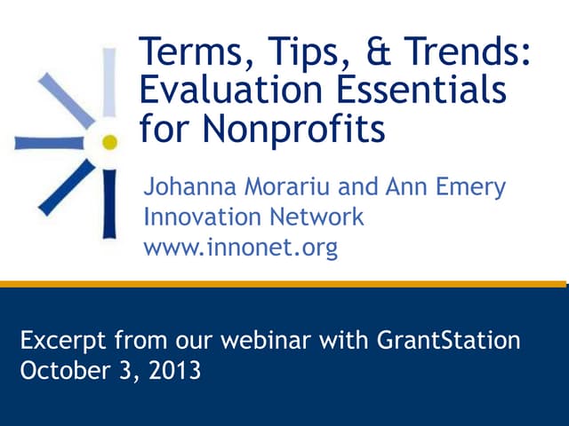 Terms, Tips, and Trends: Evaluation Essentials for Nonprofits