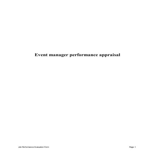 Event manager performance appraisal