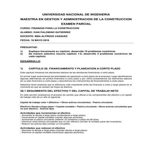 Examen parcial finanzas desarrollo de preguntas ivan palomino g.