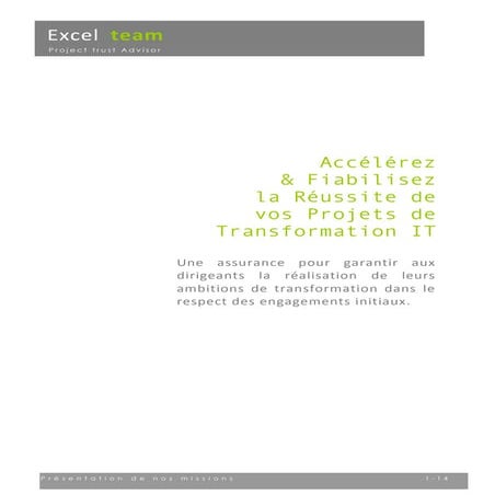 Excel Team   Présentation des Offres