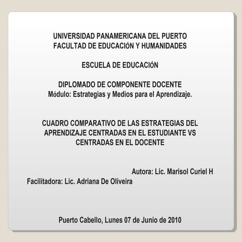 Expo cuadro comparativo de estrategias de aprendizaje