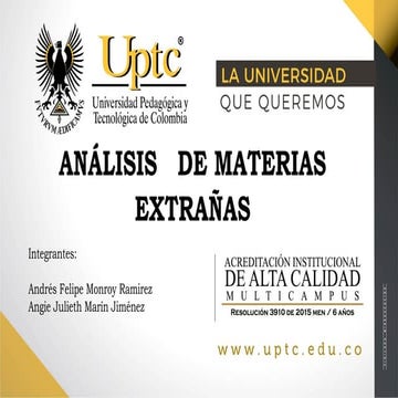 EXPOSICIÓN ANÁLISIS DE MATERIAS EXTRAÑASx