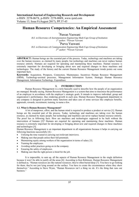 Human Resource Competencies: An Empirical Assessment