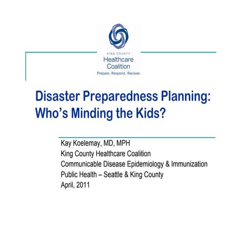 Developing a Regional Pediatric Disaster Response Plan 