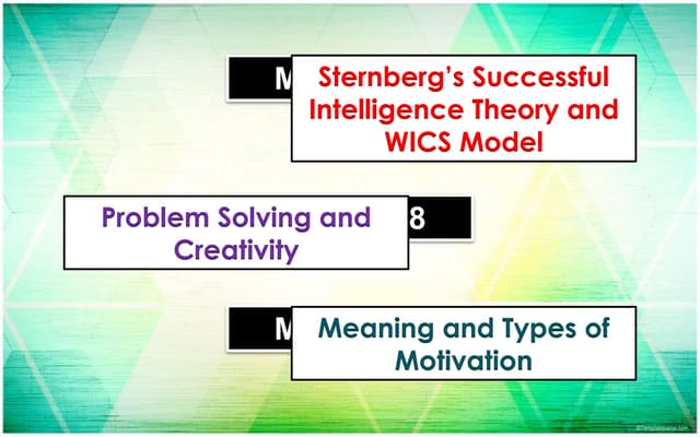 Sternberg’s Successful Intelligence Theory and WICS Model, Problem Solving an...