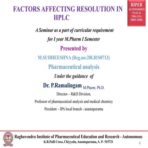 Factors Affecting Resolution In HPLC.