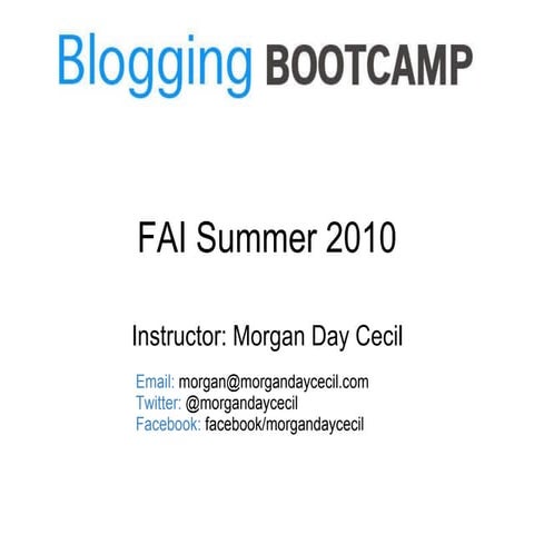 FAI Blogging Bootcamp
