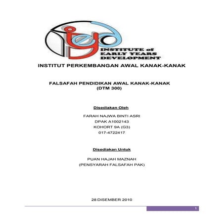 Falsafah awal kanak kanak