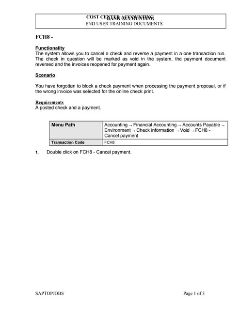 Fch8 reverse check payment