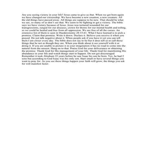 Are you seeing victory in your life