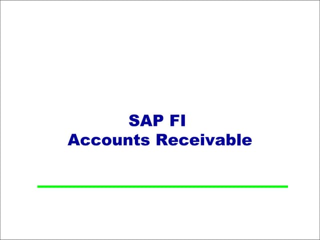 SAP FI - Accounts Receivable - Part II