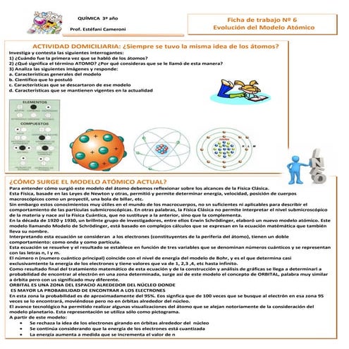 Ficha 6 evolución del modelo atómico