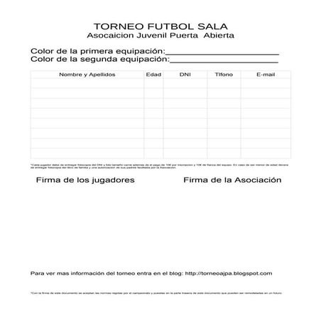 Ficha del torneo