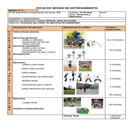 Ficha de sesión de entrenamiento 