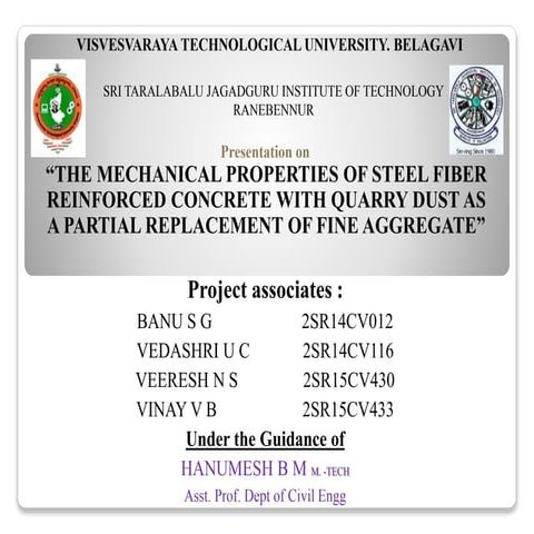 THE MECHANICAL PROPERTIES OF STEEL FIBER REINFORCED CONCRETE WITH QUARRY DUST...
