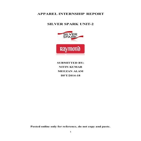 Apparel Internship Report Silver Spark Apparel Ltd Unit-2