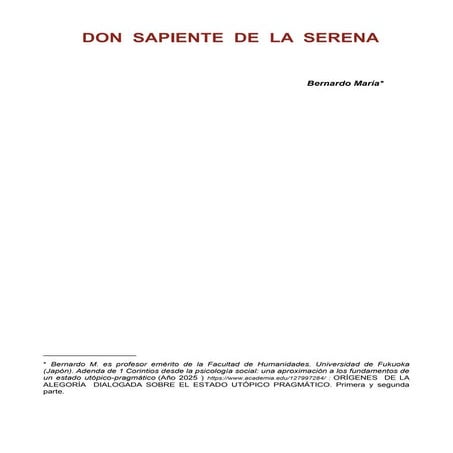 El excéntrico humanista don Sapiente de la Serena