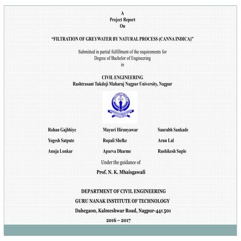 Filtration of Greywater by Natural Process