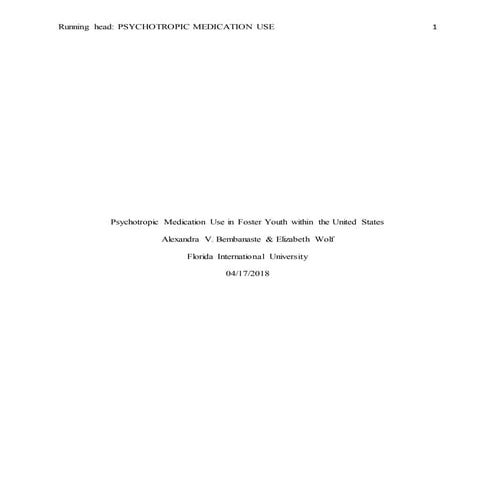 psychotropic medication use in foster care youth 