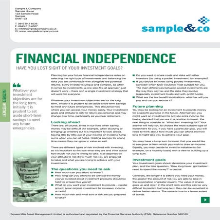 Financial independence b  2013/14