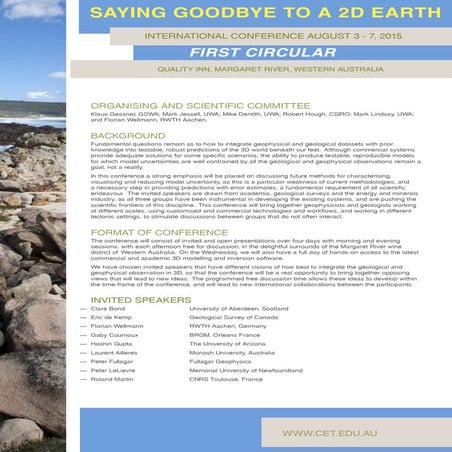 First circular - Saying goodbye to a 3D Earth - -  3-7 August 2015 