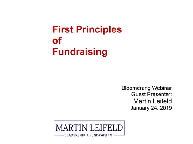 First Principles of Fundraising