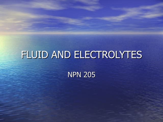 Fluid And Electrolytes