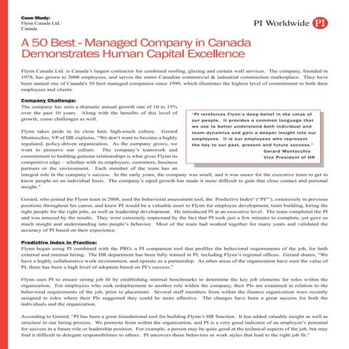 Contractor, A 50 Best - Managed Company in Canada Demonstrates Human Capital ...
