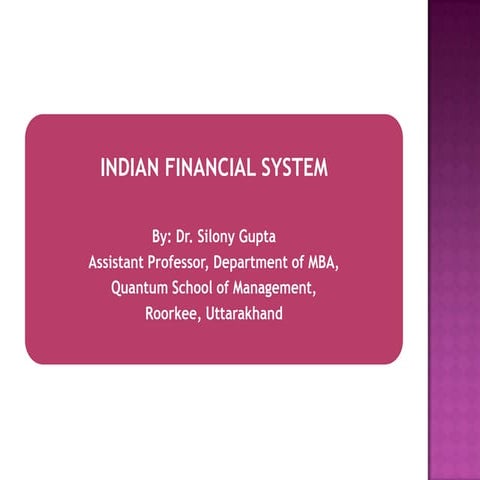 FINANCIAL SYSTEM AND ITS COMPONENTS