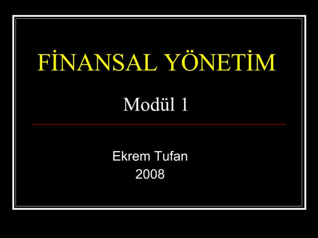 Finansal Yönetim