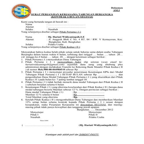 Form surat perjanjian kerjasama new