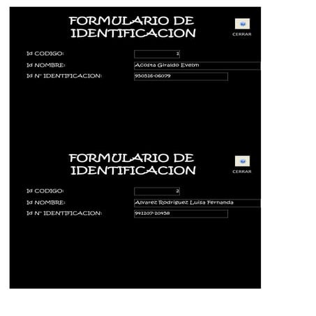 Formulario de identificacion