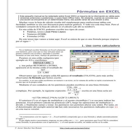 Formulas excel