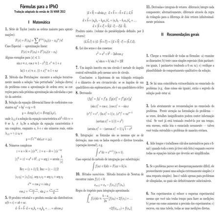 Fórmulas de Física International Physics Olympiads