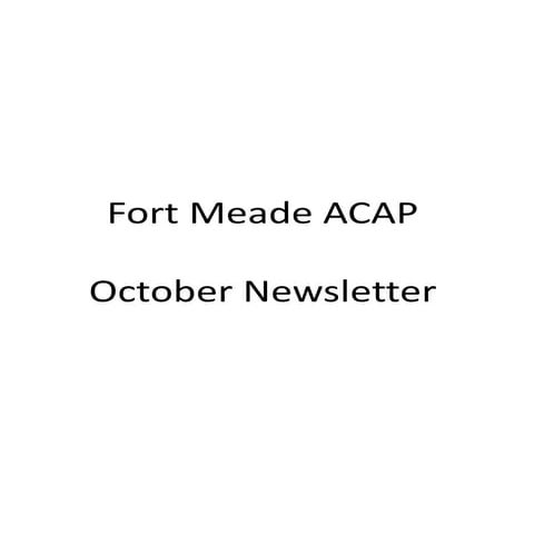 Fort Meade ACAP October Newsletter