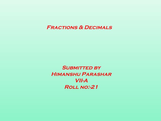 Fractions and decimals