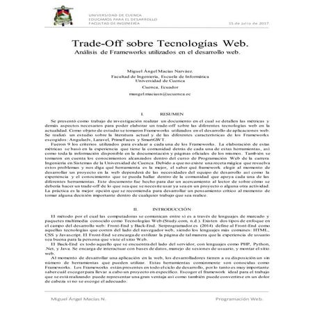 Trade-Off sobre Tecnologías Web